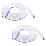 XINYUWIN 2 Pack 12ft 2.1mm x 5.5mm Male to Female DC Extension Cable 20AWG White for 5V 12V 24V CCTV Security Camera/IP Network Camera Standalone DVR, LED Strip String Light