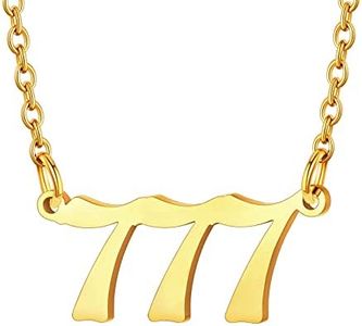 Regalo Mujeres Collares Dorados de Números 777 Tono Oro 18K Acero Inoxidable 316L Colgante Precioso para Madres Joyerías Modernas para Compromiso