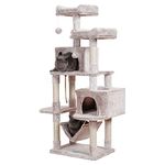 Hey-brother Large Multi-Level Cat Tree Condo Furniture with Sisal-Covered Scratching Posts, 2 Bigger Plush Condos, Perch Hammock for Kittens, Cats and Pets, Muchroom MPJ020MU