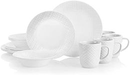 Corelle Boutique Linen Weave 16 Piece Dinnerware Set,White