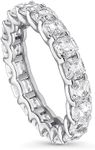 BERRICLE Sterling Silver Wedding Rings Asscher Cut Cubic Zirconia CZ Eternity Ring for Women, Rhodium Plated Size 6