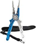 BITE Fishing Tackle Professional Fishing Pliers Saltwater/Freshwater Fishing Line Cutters Hook Remover with Sheath and Lanyard Blue Silver