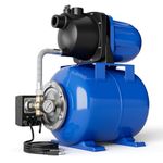 Goplus 1.6HP Shallow Well Pump with Pressure Tank, 1000GPH Garden Water Pump Jet Pressurized Automatic Water Booster Jet Pump for Home Irrigation Garden Lawn, 1200W (Blue)