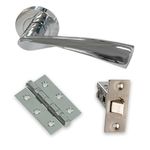 UAP Door Handle Pack - Door Handle Set for Internal Doors, with Handles, Hinges, Tubular Mortice Latch, Intelligent Hardware Latch Pack, Polished Chrome Satin Chrome Blister Pack (Zeta Style Handle)