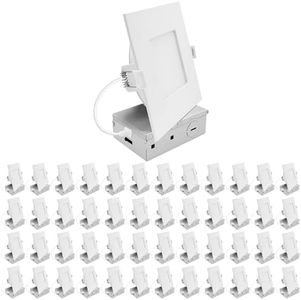LUXRITE 5 Inch LED Recessed Light, ECO Backlit Mini Panel Spotlight, 5CCT 2700K-5000K, 1200 Lumens, High Output, 13 Watts, Dimmable, IC Rated, Wet Rated, ETL Listed, Energy Star, Square (48 Pack)