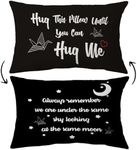 Hug This Pillow Until You Can Reversible Throw Pillow Case, 12 x 20 inch Love Home Decor Cushion Cover, Long Distance Relationship Gifts, Gift for Couples, Girlfriend, Boyfriend Gifts (Black)