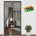 LifeKrafts Polyester Magnetic Mosquito Net for Door | Mosquito Curtain for All Door Types & Sizes | Auto-Closing Insect Screen to Keep Mosquito Out (Black, 240 x 120 Cms)