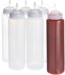 Stockroom Plus 6 Pack 24 oz Plastic Condiment Squeeze Bottles with Caps, Empty Squirt Bottles for Ketchup, Mustard, Sauces