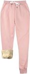 Yeokou Women's Warm Sherpa Lined Athletic Sweatpants Jogger Fleece Pants (Pink, X-Large)