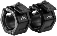 MaxOut360 Olympic Barbell Clamps 2in (Pair), Quick Release Barbell Clips & Anti-Slip TPR Nylon Weight Collars for Weightlifting & CrossFit, Weight Clips for Bars at Home & Gym - Black