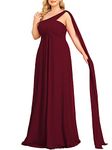 Ever-Pretty Womens One Shoulder Ruched Empire Waist Chiffon Maxi Plus Size Bridesmaid Dresses 09816-PZUSA, Burgundy, 22