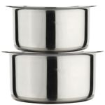 LiMETRO STEEL 2 Pieces Heavy Gauge Flat Bottom Tope Set with lid/Cookware Set with Lid Tope Set with Lid (Capacity : 2.5L, 3L)…