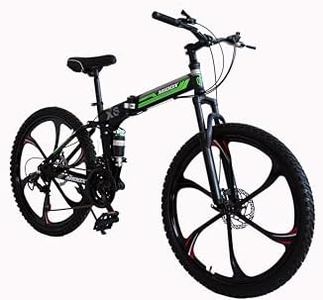MIOOX MTB Foldable Alloy Wheel Black Mountain Bike with 26X4 Inch Tyres Folding Bike for Adults with 21 Gears (Frame - 26 Inch) (Green)