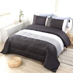 PERFEMET Grey Striped Quilt Sets Soft Microfiber Down Alternative Comforter Bedding Set Modern Boys Coverlet Set Collection 3-Piece Queen Size