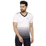 EPPE Men's V-Neck White Black Super Soft Micro Polyester Half Sleeves Sports Casual T-Shirt