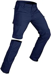 Wespornow Men's-Convertible-Hiking-Pants Quick Dry Lightweight Zip Off Breathable Cargo Pants for Outdoor, Fishing, Safari (Navy, 7X-Large)