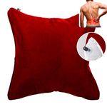 QiPillow - Pain Relieving Lumbar Support Throw Pillows for Couch, Inflatable Back Support Square Pillow for Car, 18x18 Ergonomic Pillow for Chair & Recliner (Burgundy)