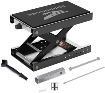 SOARSHARK Aluminum Motorcycle Scissor Lift Jack, 1,100LBS Heavy Duty Dirt Bike Stand with Upgraded M16 Screw & Double Reinforcement Shafts, Non-Slip Rubber Pad Saddle for ATV Cruiser (Black)