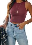 onlypuff Women’s Sexy Tank Top Crop Tops for Ladies Basic Solid Color Trendy Racerback