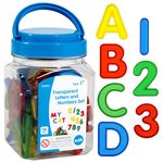 edxeducation Transparent Letters and Numbers - Mini Jar - Colourful, Plastic Letters and Numbers - Learn A-Z and 1-9 - Sensory Play