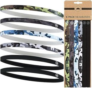 Tough Headwear Thin Elastic Sports Headbands for Women & Men, Workout, Running, Soccer Headband - Black, Camo