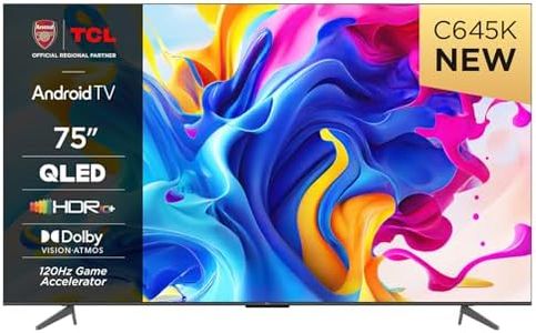 TCL 75C645K 75-inch QLED Television, 4K Ultra HD, Android Smart TV (Game master, Dolby Atmos, Freeview Play, Motion clarity, Hands-Free Voice Control, compatible with Google assistant & Alexa)