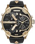 Diesel Men's DZ7371 Mini Daddy Gold Black Leather Watch