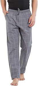 XYXX Men's Super Combed Cotton Checkered Checkmate Pyjamas [Pack of 1] Elasticated Waist, Drawstring | Loungewear for Men in Grey Checks