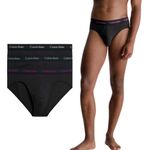 Calvin Klein Men Hip Briefs Stretch Cotton Pack of 3, Black (B-Wild Aster, Auth Grey, Arctic Lg), M