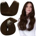 Ugeat Micro Loop Hair Extensions Human Hair Brown Hair Extensions #4 20 Inch Micro Beads Hair Extensions Pre Bonded Hair Extensions Remy Brazilian Human Hair Extensions for Women 1g/1s 50G