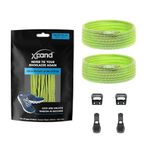 Xpand No-Tie Round Shoe laces for Boots – Durable Locking Elastic Shoe Laces For Hiking, Training & Everyday Active Use - Cross Weave (Lemon Lime Cross-weave, 52-inches)