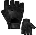 Leather Half Finger Cycling Wheelchair Gym Bus Driving Weight Lifting Glove (Black, Small)