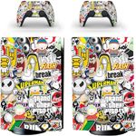 Khushi Decor Breack UV 3M Vinyl Sticker Decals for Playstation 5 Disk Version Console and Two Dual Sense 5 Sticker Skins Black PS5 Skin Console and Controller Design [Video Game]