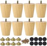 uxcell Wood Furniture Legs, 3.1 Inch Sofa Legs Round Solid Wood Couch Legs Wood Color Modern Replacement Feet for Armchair Recliner Coffee Table Dresser Set of 8