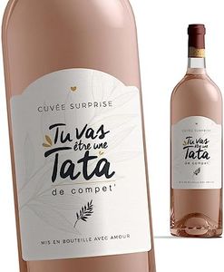 Manahia Etiquette Bouteille Tata - Tu vas être une Tata de Compet' - Etiquette Vin Annonce Naissance - Futur Tonton - Future Tata - Annonce Grossesse Tata - Surprise Tante