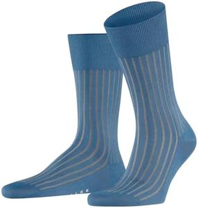 FALKE Men's Shadow Striped Dress Socks, Blue (Sky Blue 6868), 11-12