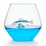 CKB LTD Fish in a Glass Tumbler 450ml Large - Ideal for Water Whisky Orange Juices - Unique Single Novelty Drinking Glass 1pc