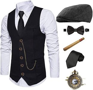EFORLED 1920s Mens Accessories Costume,Great Gatsby Clothing,Roaring 20s Pocket Watch,Mafia Mobster Hat for Halloween,XWDGCS-XXL