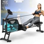 Neezee Rowing Machine for Home Gym, Rowing Machine Water with Stainless Steel Rail, Rowing Machine with Tablet Stand, Water Resistance and LCD Display Rowing Machine