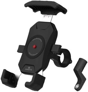 Amkette iGrip Secure Plus Bike Phone Holder for All Bikes/Scooters | Anti Shake Dual Mount Design | One Click Lock | 360° Rotation | IPX6 Splash/Rain Proof | Ideal for Maps and GPS Navigation| (Black)