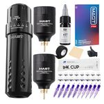 Mast Tattoo Machine Kit Flip Wireless Tattoo Pen Rotary Tattoo Gun 7 Strokes Length 2Pcs Batteries interchangeable RCA Jack Tattoo Needles Cartridges for beginners and tattooists