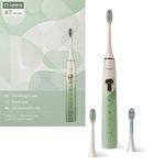 M-teeth Sonic Electric Toothbrush for Adults, X7 Series with 120 Days Battery Life, 5 Modes, 3 Brush Heads, Smart Timer, Dentist Recommended, Rechargeable, Water Resistant, Green