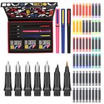 GC QUILL Calligraphy Pens Set 64pcs - Calligraphy Set for beginners with 3 Fountain Pens, 7 Varied Nibs, 54 Ink Cartridges(10 Colours) - Writing, Drawing and Calligraphy Practice for beginner GC-F354