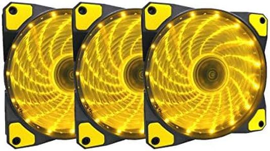 APEVIA AF312L-SYL 120mm Yellow LED Ultra Silent Case Fan w/15 LEDs & Anti-Vibration Rubber Pads (3-pk)