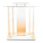 Acrylic Church Pilpits with Wheels, 46'' Church Podium with 15 Colors Lights,Podium Stand Hosting Station Lecterns Pulpits for Church, Wedding,Speeches, 40”L*17.7”W *46.6”H (1, Crossbar)