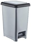 Muddy Hands Slim Plastic Foot Pedal Bin Home Bedroom Bathroom Kitchen Rubbish Recycling Waste Dustbin (Black/Silver, 15 Litre)