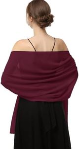 Baoqiya Chiffon Shawls Scarves Wraps for Bridal Wedding Party Evening Dress and Special Occasion Dresses, Burgundy, Length(79") * Width(19")