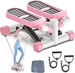 Stepper Exercise Machine,Stepper Exercise Equipment for Home Office Workout Stair Climber Portable Stair Steppers Mini Stepper with Resistance Bands(Pink)