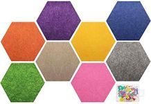 Felt Bulletin Board, Multiple Color Hexagon Felt Pin Board with 50 pcs Push Pins, Memo Board and Notice Board for Home Office Classroom Wall or Decorative, Size:6.7 x 7.8 inches, 8 Pcs