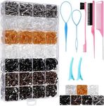 Neutral Colors Rubber Bands with Hair Styling Tools, 1500 Pcs Elastic Ties for Baby, Toddler Hair Accessories, Gift Stocking Stuffers for Girls Women